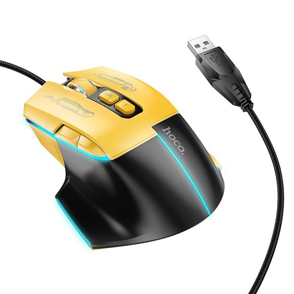 Myszka przewodowa gamingowa Hoco USB A 3600 dpi GM31 czarno żółta