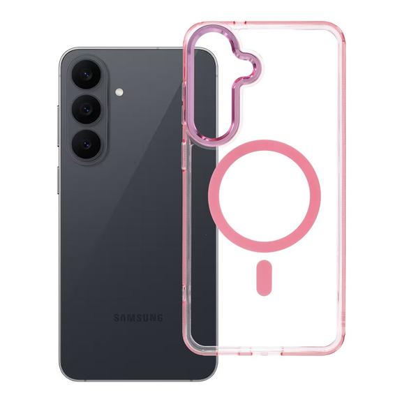 Etui na Samsung S26 FE / S25 FE Frame Clear Hybrid Mag Cover zgodne z MagSafe pudrowy róż