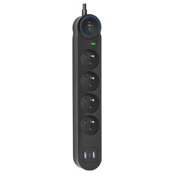 Listwa zasilająca 4 gniazda + 2 x USB A + USB C Art FU815 3 m czarna