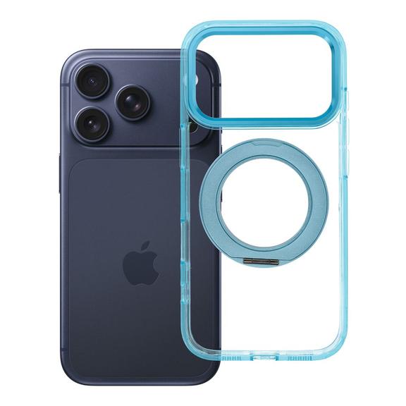Etui na iPhone 18 Pro / 17 Pro Frame Circle Stand zgodne z MagSafe jasnoniebieskie