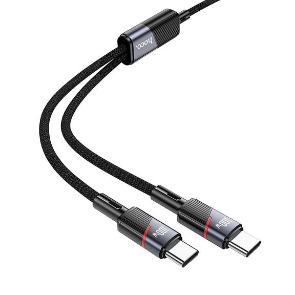Kabel 2w1 USB C do USB C / USB C Hoco 5A 100W 1,2 m U139 czarny