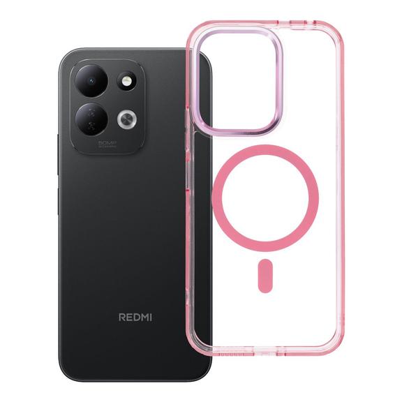 Etui na Xiaomi Redmi 17 4G / 5G Frame Clear Hybrid Mag Cover zgodny z MagSafe pudrowy róż