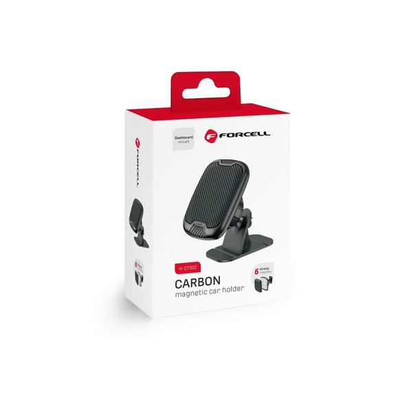 Uchwyt na telefon do samochodu magnetyczny Forcell F-Grip Carbon H-CT322 do deski czarny