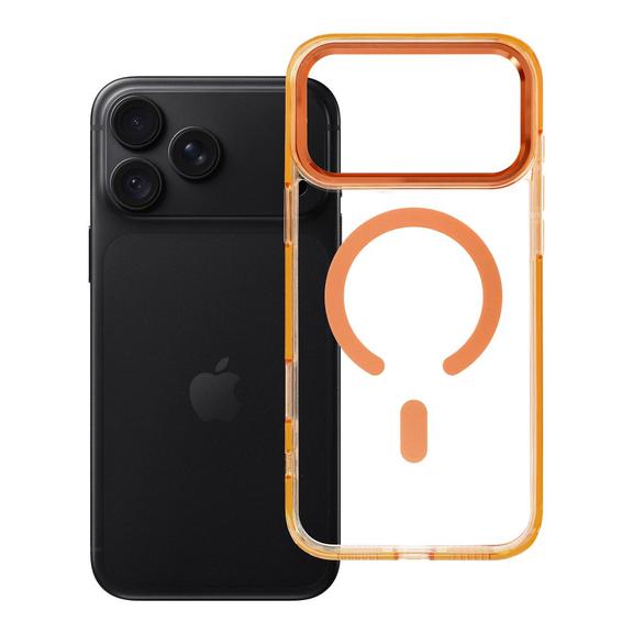 Etui na iPhone 18 Pro Max / 17 Pro Max Frame Clear Hybrid Mag Cover zgodny z MagSafe pomarańczowe