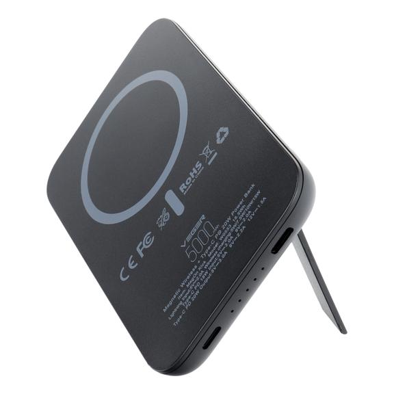 Powerbank Veger MagOn Kick (V0553P / W0553P) PD QC3.0 2A 20W 5000 mAh z ładowaniem indukcyjnym czarny