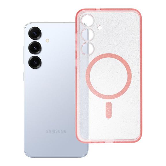 Futerał do Samsung S25 Clear Mag Cover (STR) zgodny z MagSafe różowy glitter
