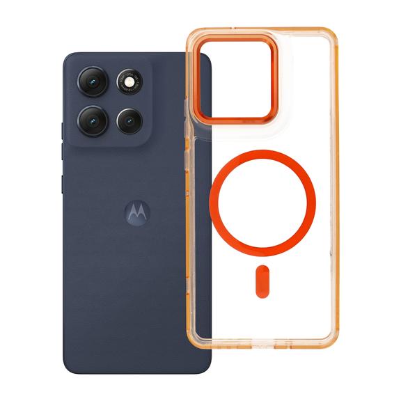 Etui na Motorola G86 Frame Clear Hybrid Mag Cover zgodny z MagSafe pomarańczowe