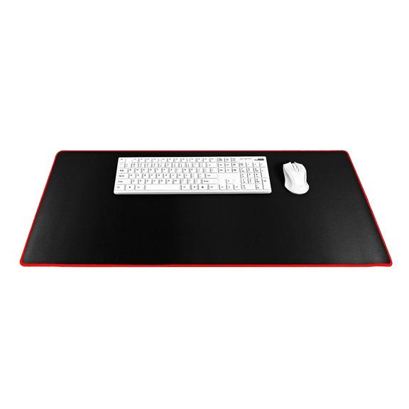 Podkładka pod mysz i klawiaturę dla graczy 900 x 400 x 3 mm czarna z czerwonym obszyciem