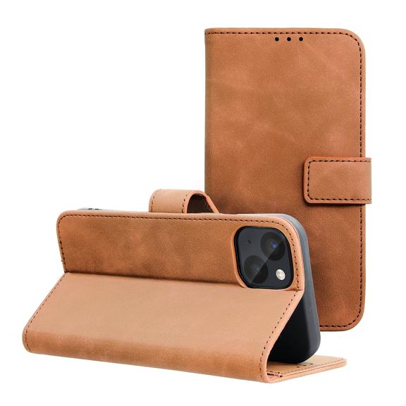 Etui z klapką na iPhone 14 Tender Book brązowe
