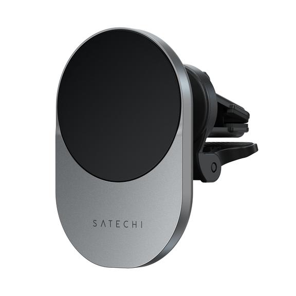 SATECHI uchwyt samochodowy magnetyczny do kratki  z ładowaniem indukcyjnym kompatybilny z MagSafe Qi2 15W ST-Q2CCM szary