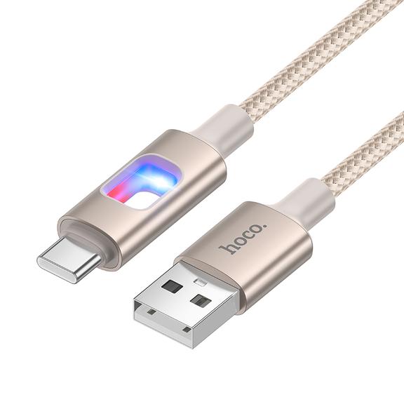 Kabel USB z diodami LED USB A do USB C Hoco 3A 1,2 m U144 biały