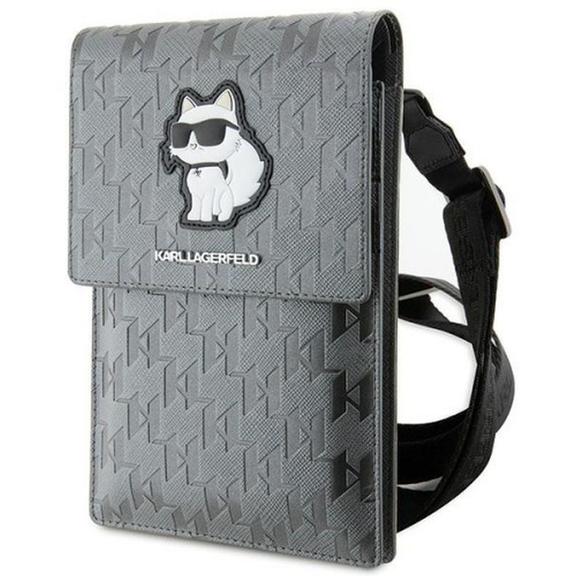 KARL LAGERFELD torebka uniwersalna na telefon KLWBSAKHPCG (Saffiano Mono Choupette) srebrny