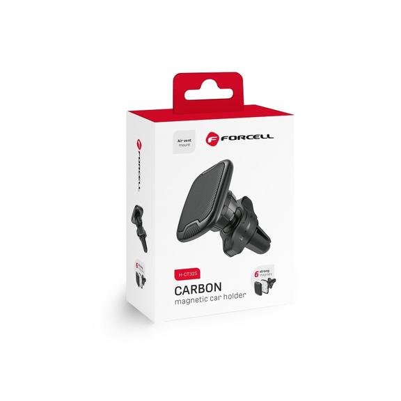 Uchwyt na telefon do samochodu magnetyczny Forcell F-Grip Carbon H-CT325 do kratki czarny