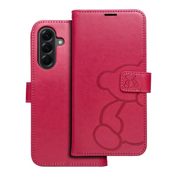 Etui z klapką na Samsung A56 5G Mezzo Book teddy bear magenta