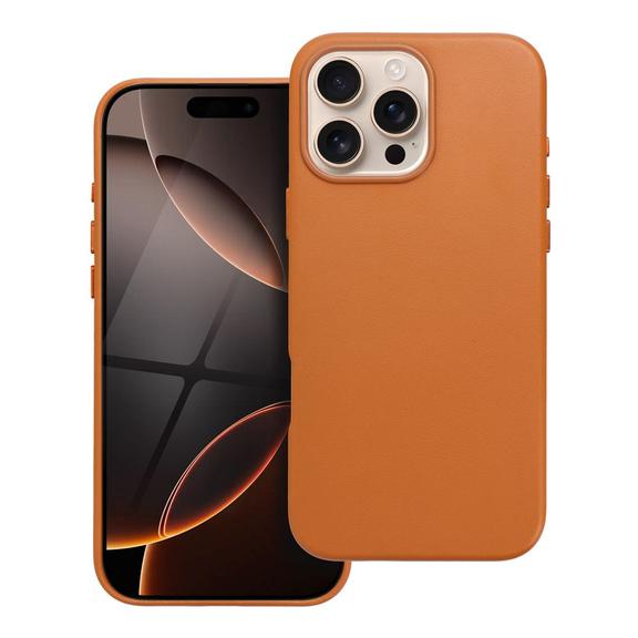 Futerał LEATHER MAG COVER kompatybilny z MagSafe do IPHONE 16 Pro Max pomarańczowy