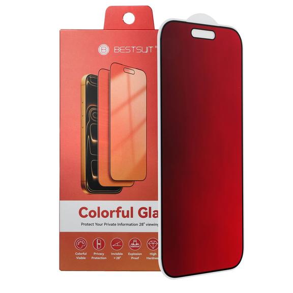 Szkło hybrydowe 5D do iPhone 16 Bestsuit Flexible Colorfull Privacy 180 magenta