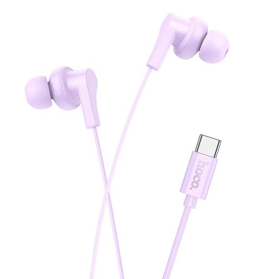 Słuchawki przewodowe douszne USB C Hoco M114 fioletowe