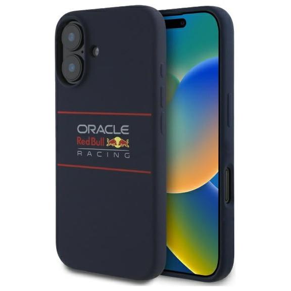 RED BULL futerał do IPHONE 16 Plus kompatybilny z MagSafe RBHMP16M24SIHSRV (Silicone Horizontal Centered Logo) navy