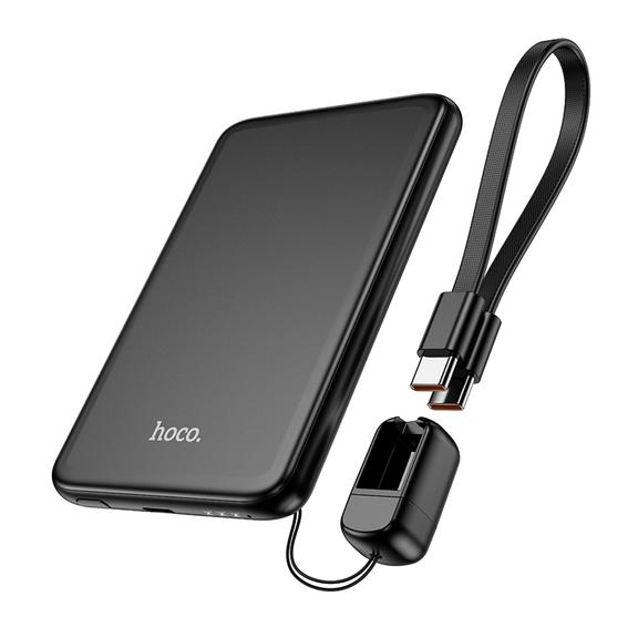 Powerbank Hoco 5000 mAh QC PD 3A 20W z kablem USB C ultra-cienki J140 czarny