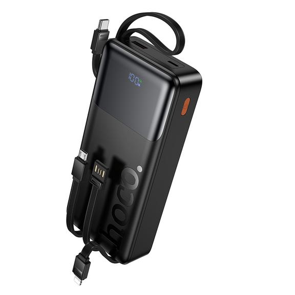 Powerbank 20000 mAh QC PD 2A 22,5W z wbudowanymi kablami USB A + USB C + Lightning + Micro USB Hoco J156A czarny