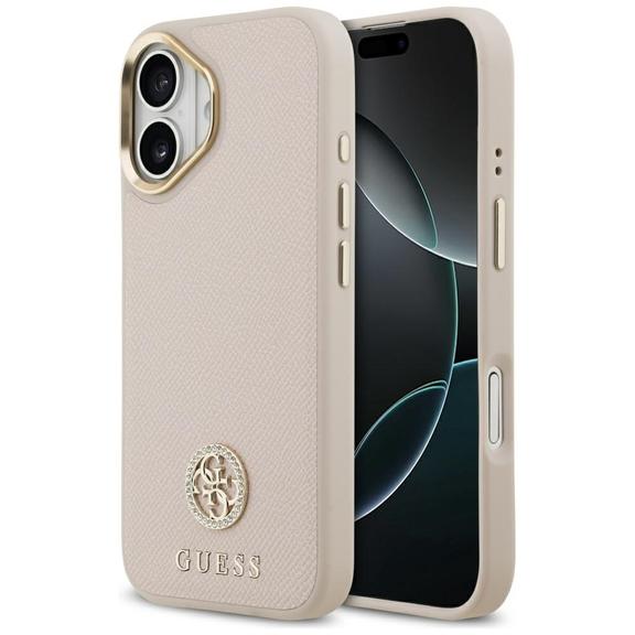 GUESS futerał do IPHONE 17 kompatybilny z MagSafe GUHMP17SPGCRMDEP (PU W/ Grained Strass Logo) różowy
