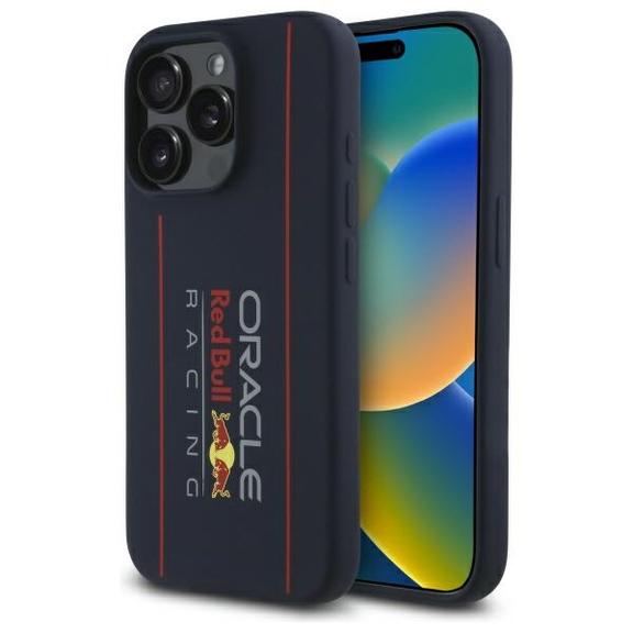 RED BULL futerał do IPHONE 15 Pro Max kompatybilny z MagSafe RBHMP15X24SIOLRV (Silicone Oversize Vertical Logo) navy