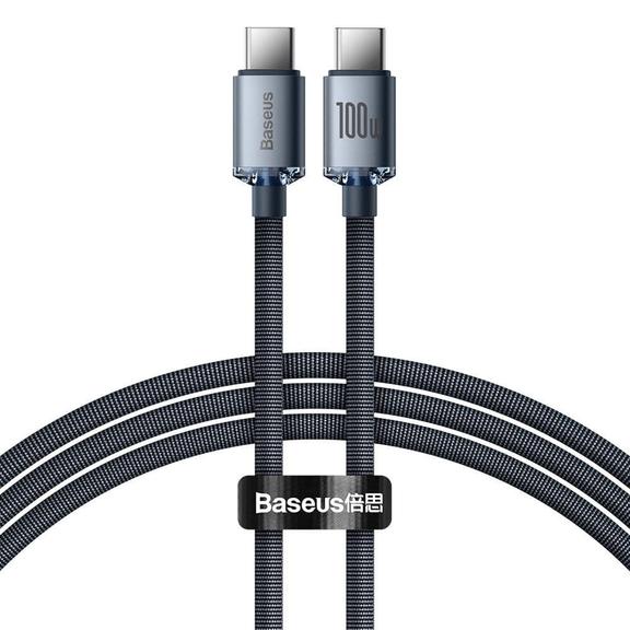 Kabel USB C do USB C Baseus PD 100W Crystal Shine 1,2 m CAJY000601 czarny