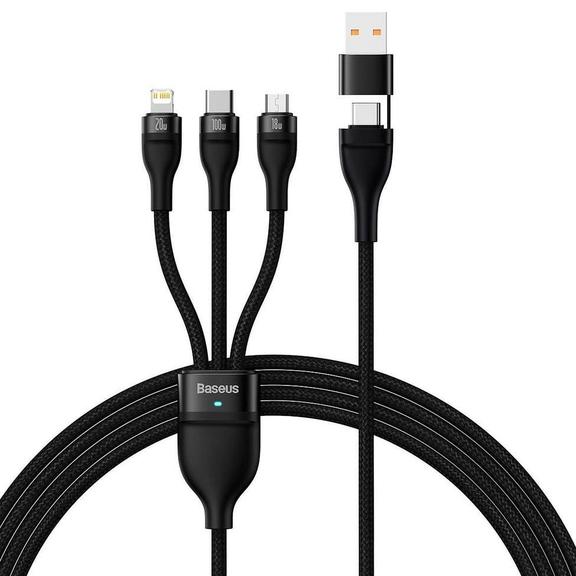 Kabel 3w1 USB C / USB A do Micro USB / Lightning / USB C Baseus PD QC 5A 100W 1,2 m CASS030101 czarny
