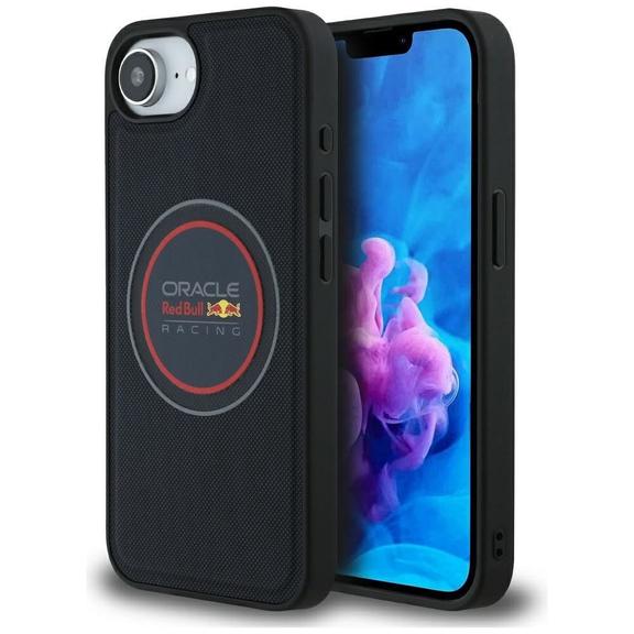 RED BULL futerał do IPHONE 16e (SE 4 2025) kompatybilny z MagSafe RBHMPSE424PUMEVR (Meshed PU Logo and Red Ring) granatowy