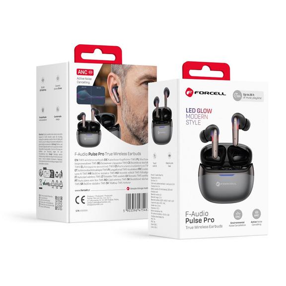 Słuchawki bezprzewodowe douszne TWS Forcell F-Audio Pulse Pro ANC + ENC czarny 0INT