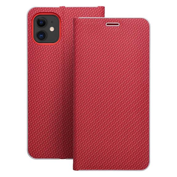 Etui z klapką na iPhone 11 Luna Book Carbon czerwone
