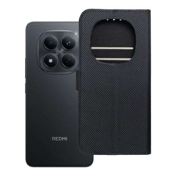 Etui z klapką na Xiaomi Redmi NOTE 15 5G 4Card RFID antykradzieżowe tech fabric czarne
