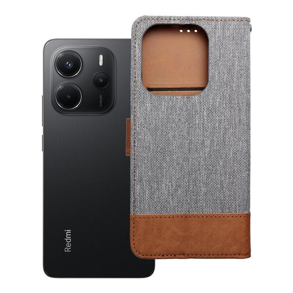 Etui z klapką na Xiaomi Redmi NOTE 14 4G (GLOBAL - 163,25mm x 76,55mm x 8,16mm) Jeans Book szare