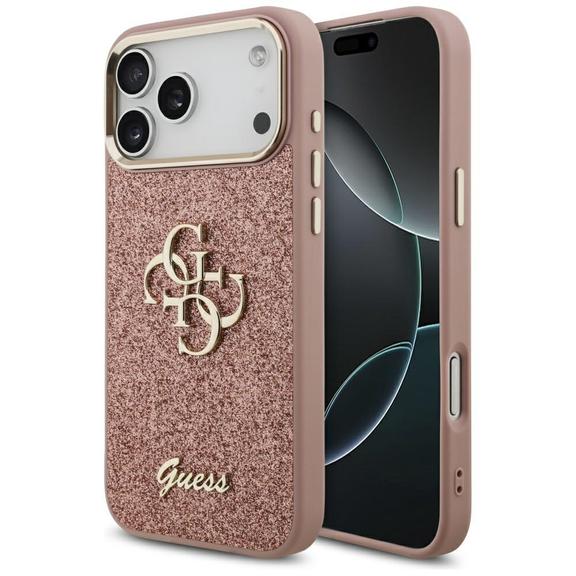 GUESS futerał do IPHONE 17 Pro Max GUHCP17XHG4SGCP (Fixed Glitter Big 4G Metal Frame) różowy