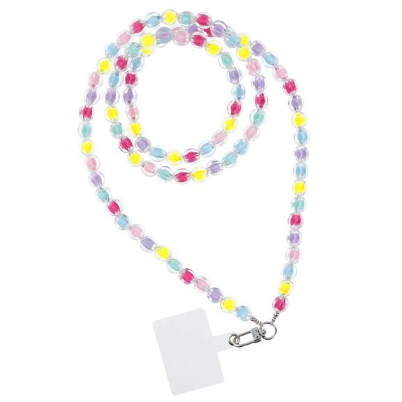 Smycz do telefonu, Zawieszka do telefonu - COLORFUL / długość sznura 120cm (60cm w pętli) / na szyję - mutlicolor