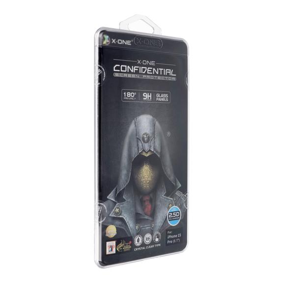 Szkło hartowane X-ONE Full Cover Extra Strong Privacy - do iPhone 15 Pro (full glue) czarny