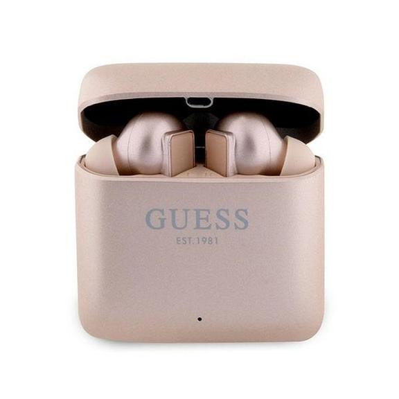 GUESS słuchawki bezprzewodowe bluetooth TWS + stacja dokująca GUTWSSU20ALEGP (Printed Logo) złoty róż