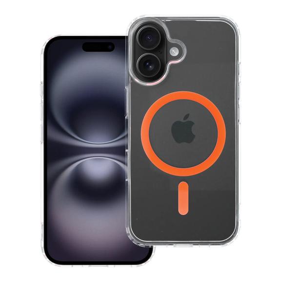 Etui na iPhone 16 Drop Glue Colorful Ring Mag Cover zgodny z MagSafe pomarańczowe