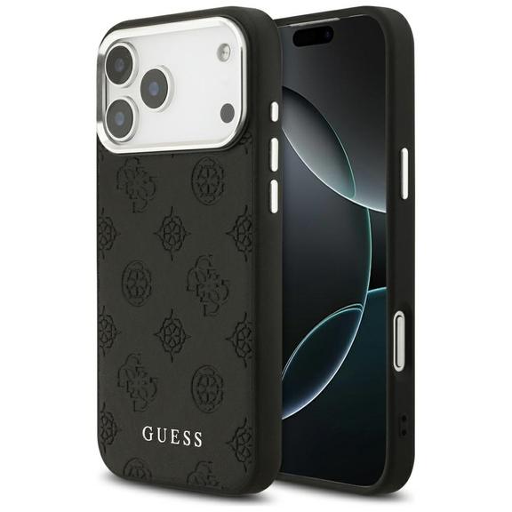 GUESS futerał do IPHONE 17 Pro Max kompatybilny z MagSafe GUHMP17XPSPOSSSK (PU W/ Peony Hot Stamp Script) czarny