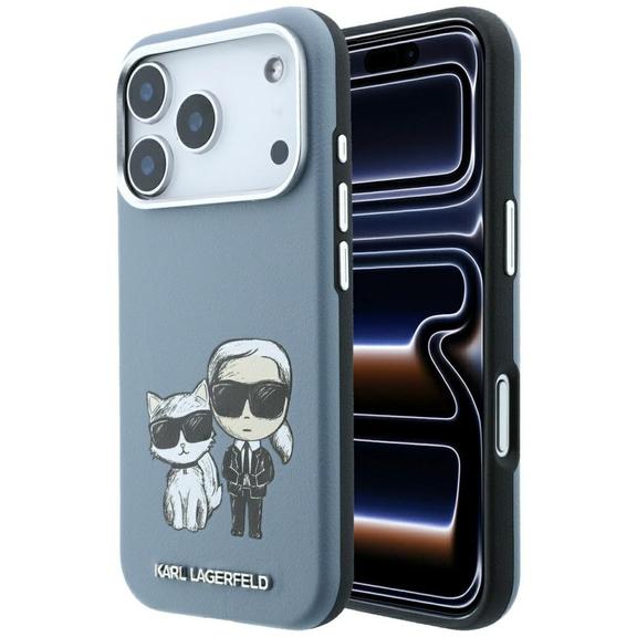 KARL LAGERFELD futerał do IPHONE 18 Pro Max/ 17 Pro Max kompatybilny z MagSafe (Smooth Karl & Choupette Bodies) jasno niebieski