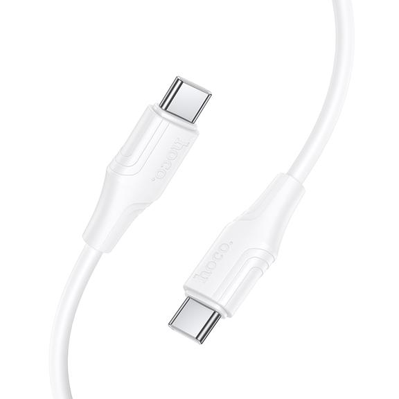 Kabel USB C do USB C Hoco 3A 60W silikonowy 1 m X124 biały