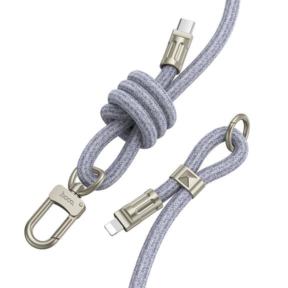 Kabel USB C do Lightning Hoco PD 20W w formie smyczki 1,8 m GH7 niebieski