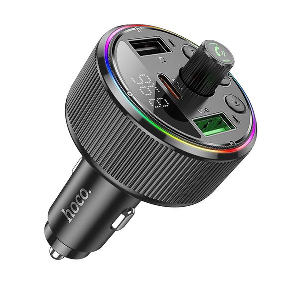 Transmiter samochodowy bluetooth Hoco 2 x USB A + USB C QC3.0 PD 30W E82 czarny