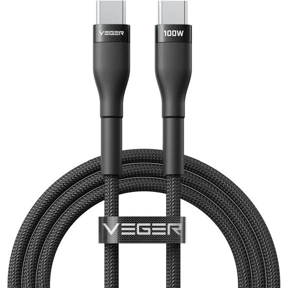 Kabel USB C do USB C VEGER PD 5A 100W 1,5 m CC05 czarny