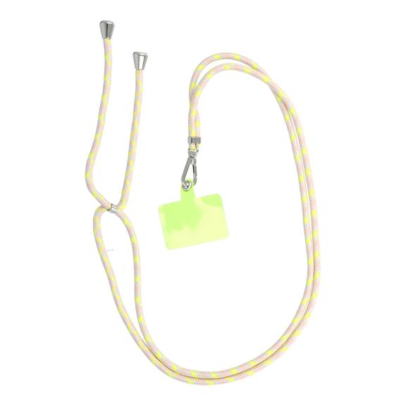 Smycz do telefonu, Zawieszka do telefonu - SWING (6mm) z regulacją długości / długość sznura 165cm (max 82,5cm w pętli) / na ramię lub szyję - szarożółty