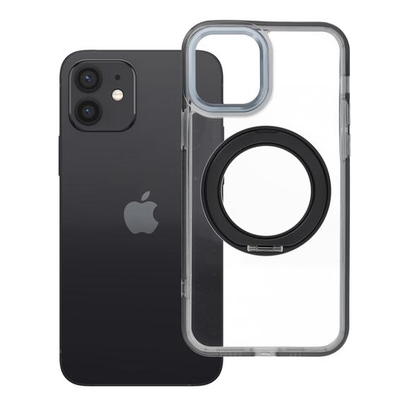 Etui na iPhone 12 Frame Circle Stand zgodne z MagSafe czarne