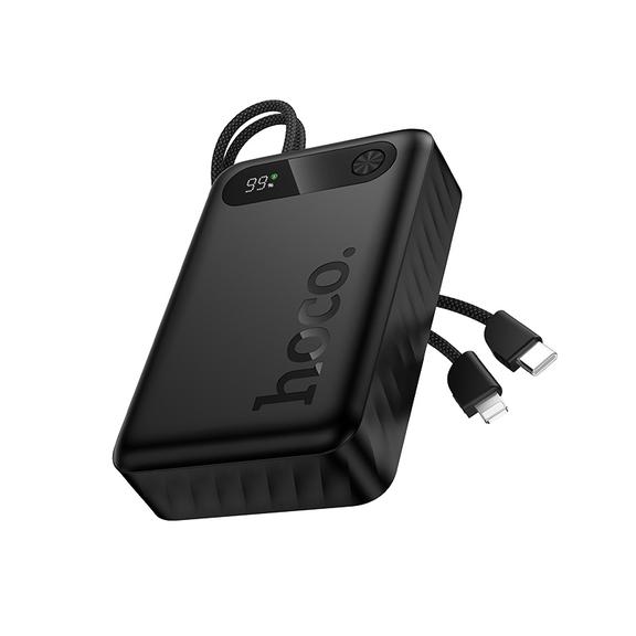 Powerbank 10000 mAh QC PD 2A 22,5W z wbudowanymi kablami USB C + Lightning Hoco J171 Edge czarny