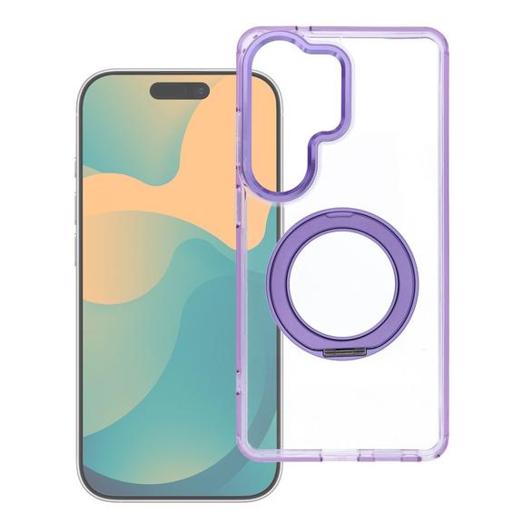 Etui na Xiaomi Redmi 17C 5G Frame Circle Stand zgodne z MagSafe fioletowe