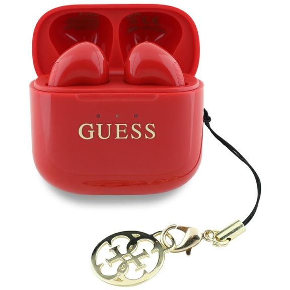 Słuchawki bezprzewodowe douszne Guess TWS Effect Printed Classic Logo & Charm czerwone