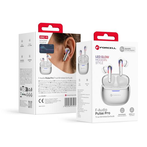 Słuchawki bezprzewodowe douszne TWS Forcell F-Audio Pulse Pro ANC + ENC srebrny 0INT